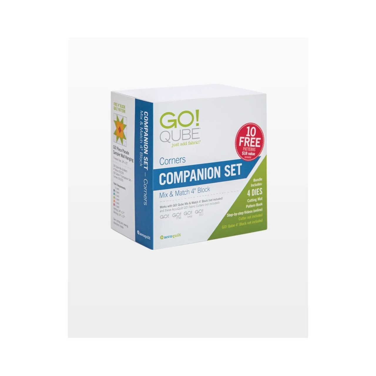 AccuQuilt GO! Qube 4" Companion Set – Corners, Mix & Match Quilting Dies with Mat & Patterns